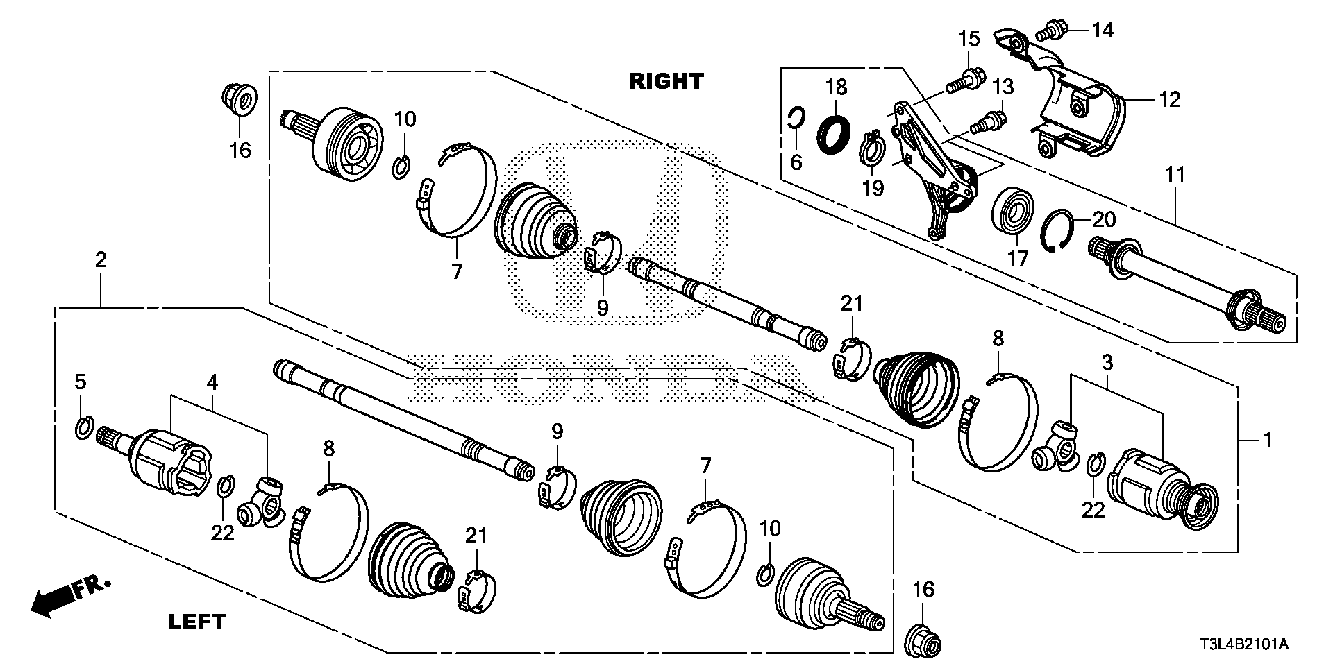 Diagram DRIVESHAFT@HALF SHAFT (V6) for your 2009 Honda Pilot   