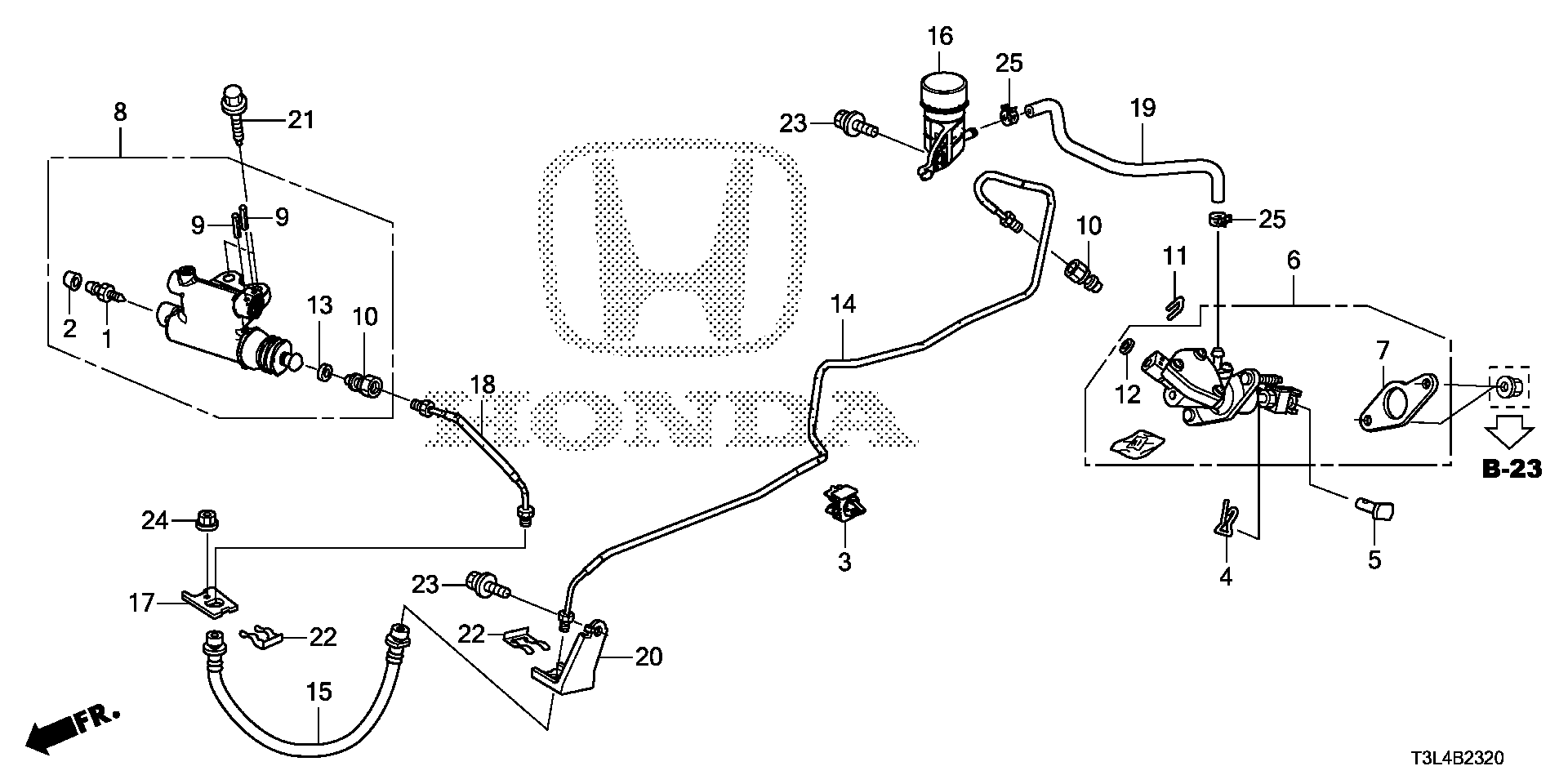 Diagram CLUTCH MASTER CYLINDER (L4) for your 1994 Honda Civic Hatchback   