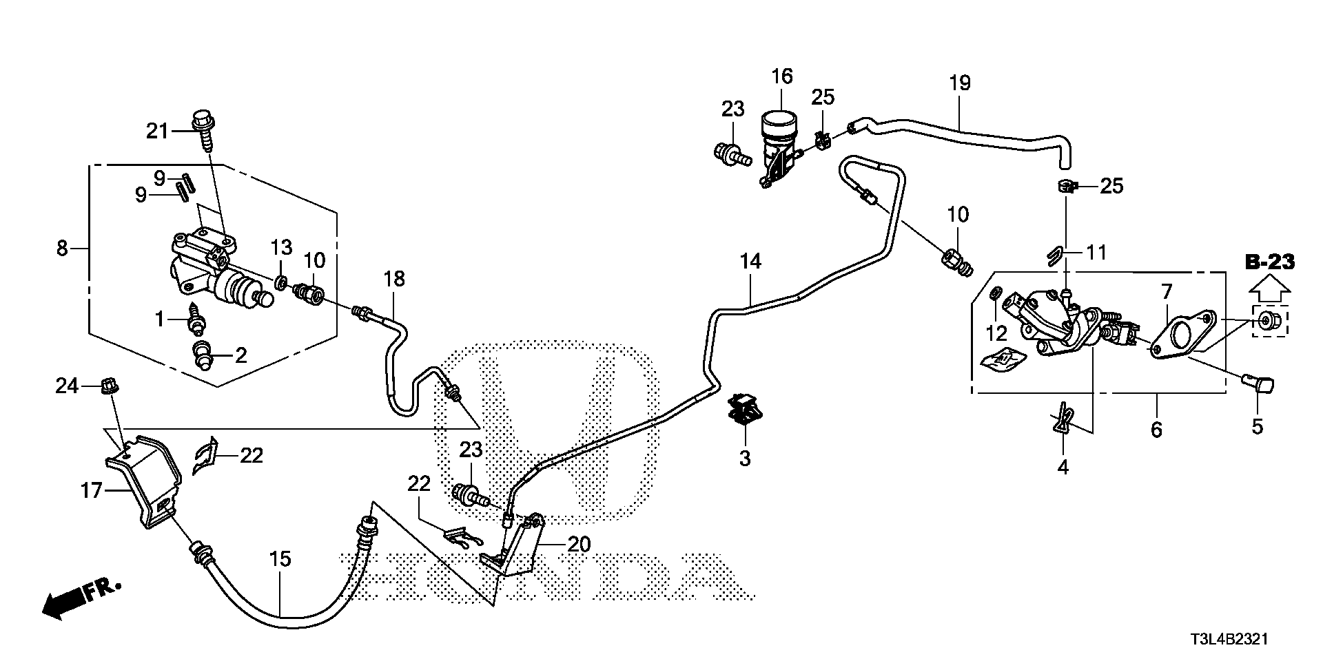 Diagram CLUTCH MASTER CYLINDER (V6) for your 1994 Honda Civic Hatchback   