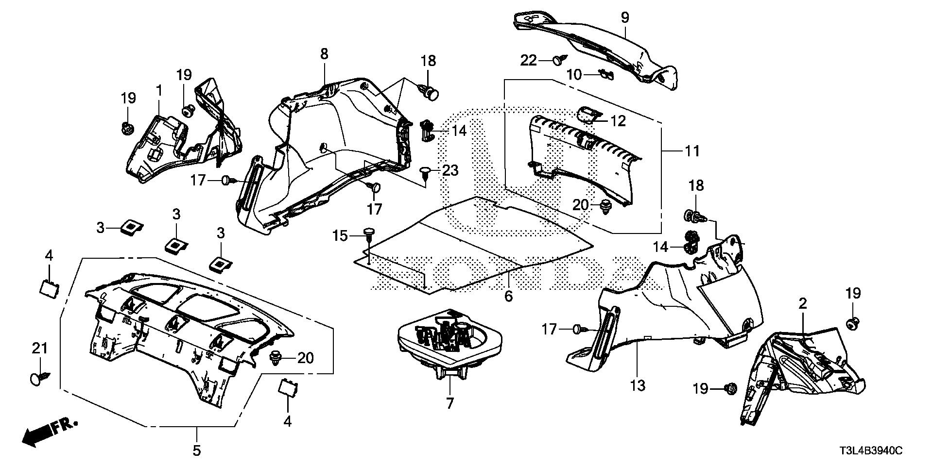 Diagram REAR TRAY@TRUNK LINING for your 1992 Honda Civic   