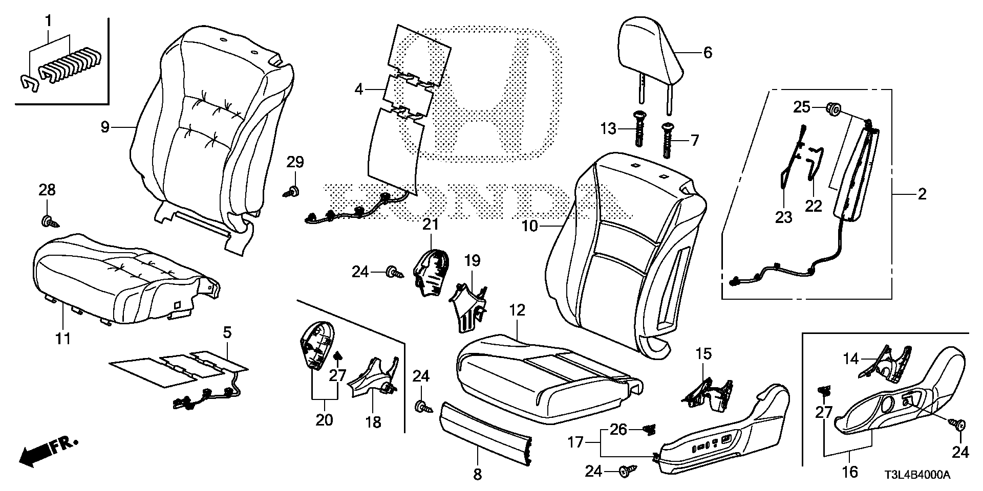 Diagram FRONT SEAT (L.) for your Honda Accord Coupe  