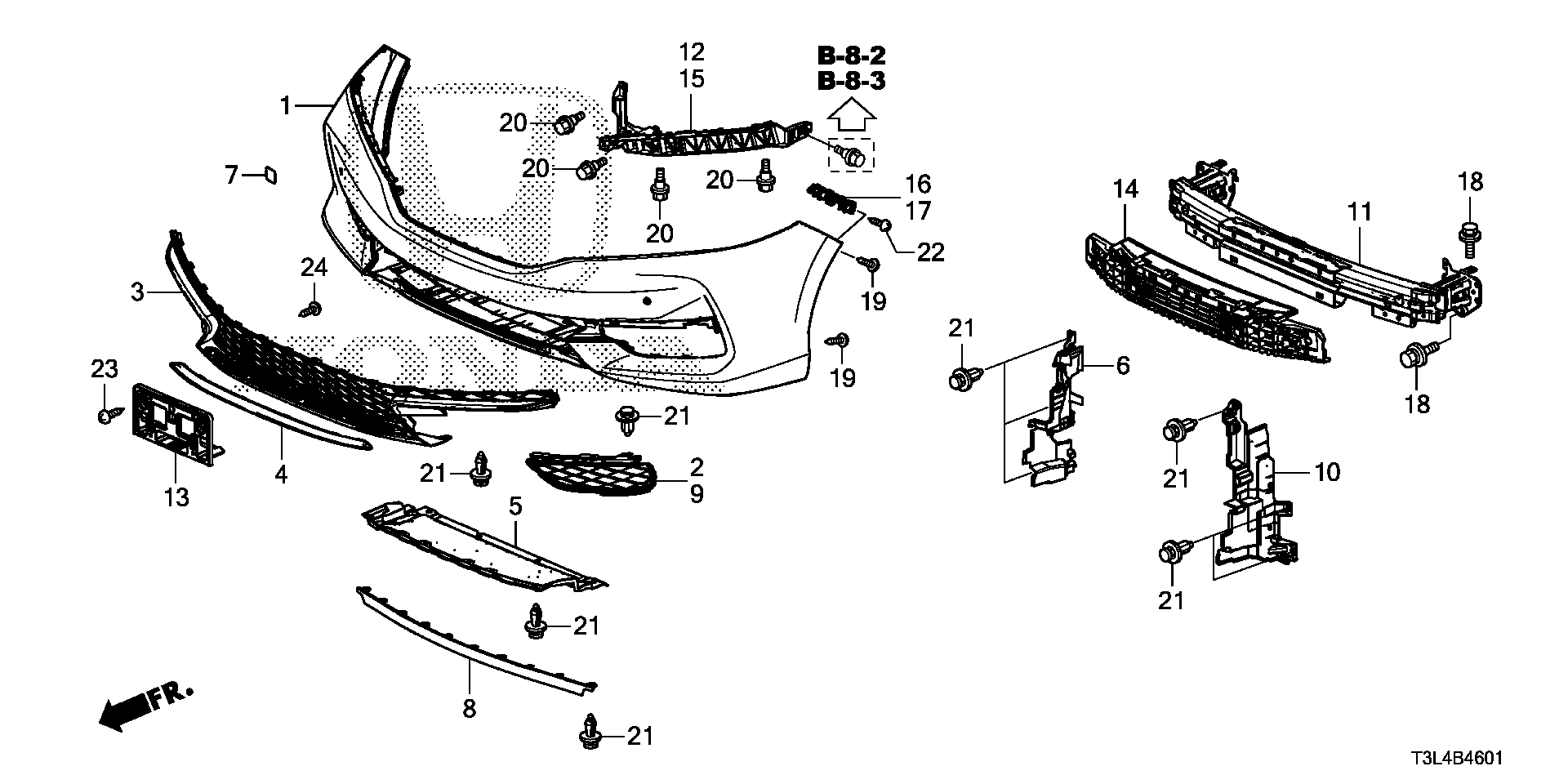 Diagram FRONT BUMPER (2) for your 2000 Honda Civic Hatchback   