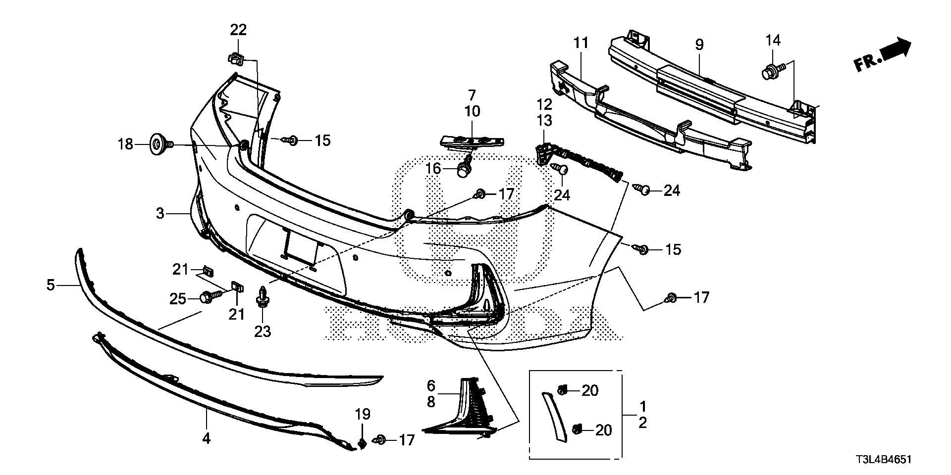 Diagram REAR BUMPER (2) for your 2016 Honda Pilot   