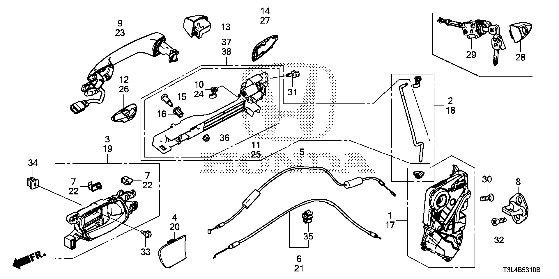 Diagram FRONT DOOR LOCKS@OUTER HANDLE for your 2023 Honda Pilot   