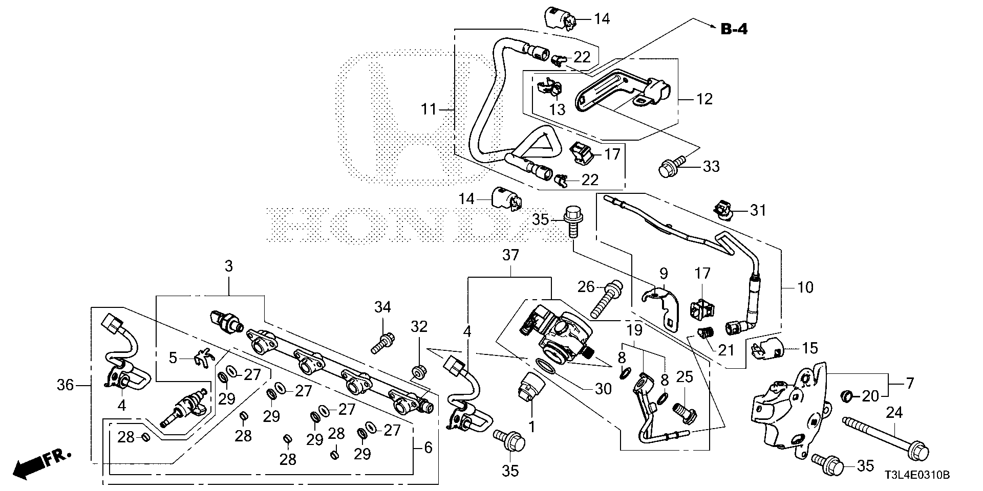 Diagram FUEL INJECTOR (L4) for your 2022 Honda Passport  TSPORT 5D 