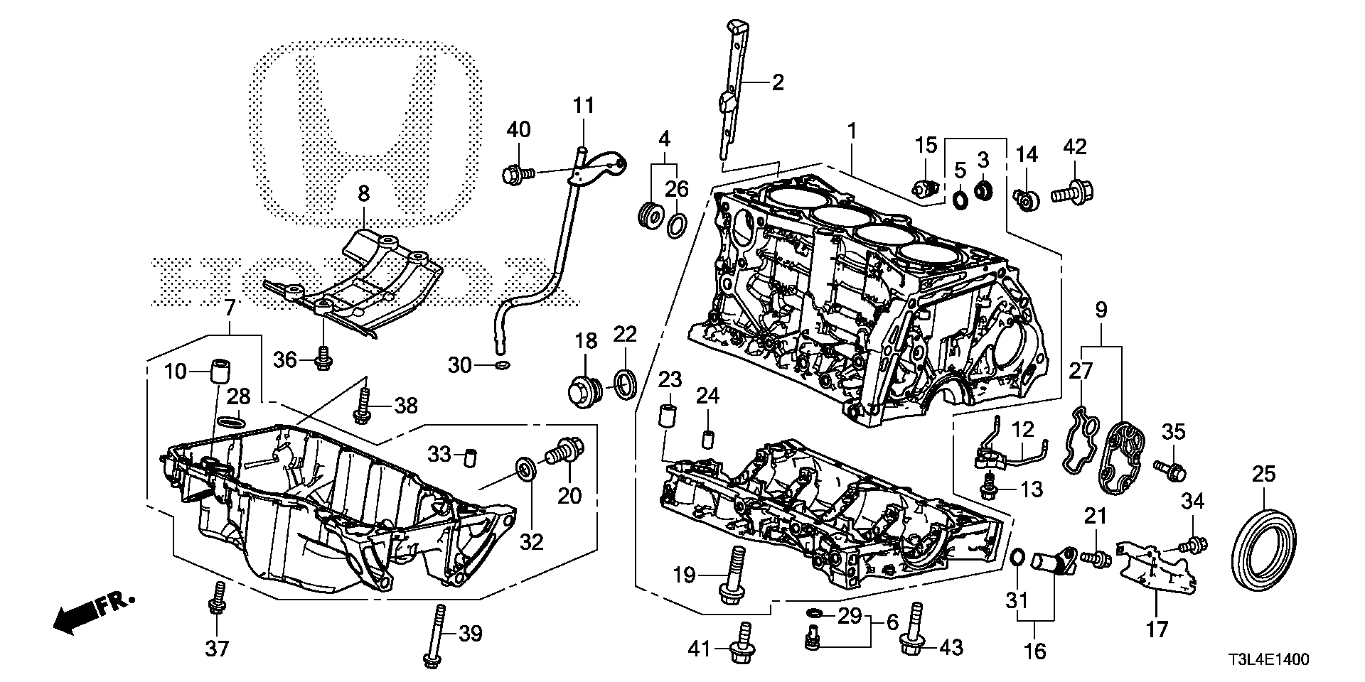 Diagram CYLINDER BLOCK@OIL PAN (L4) for your Honda