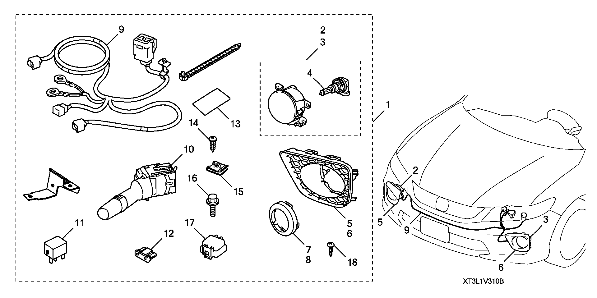 Diagram FOGLIGHT (1) for your Honda