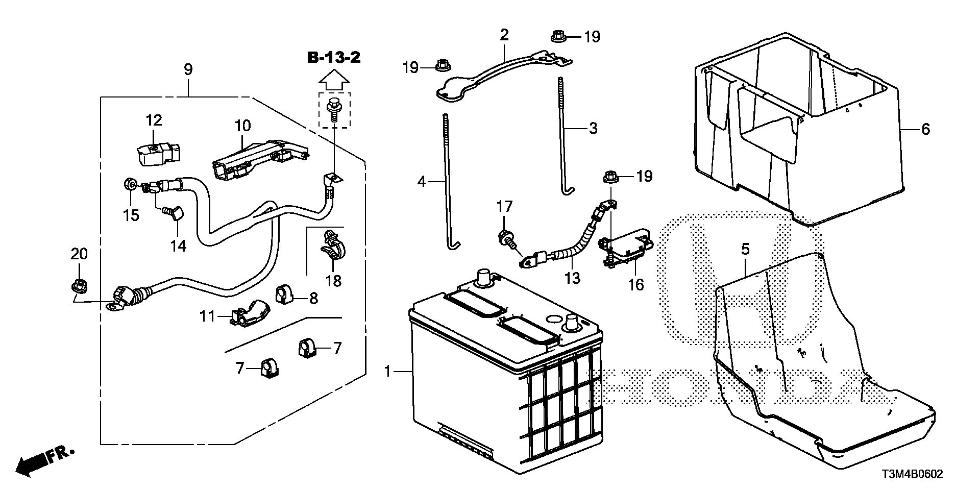 Diagram BATTERY (V6) for your 1990 Honda Accord Coupe 2.2L MT LX 