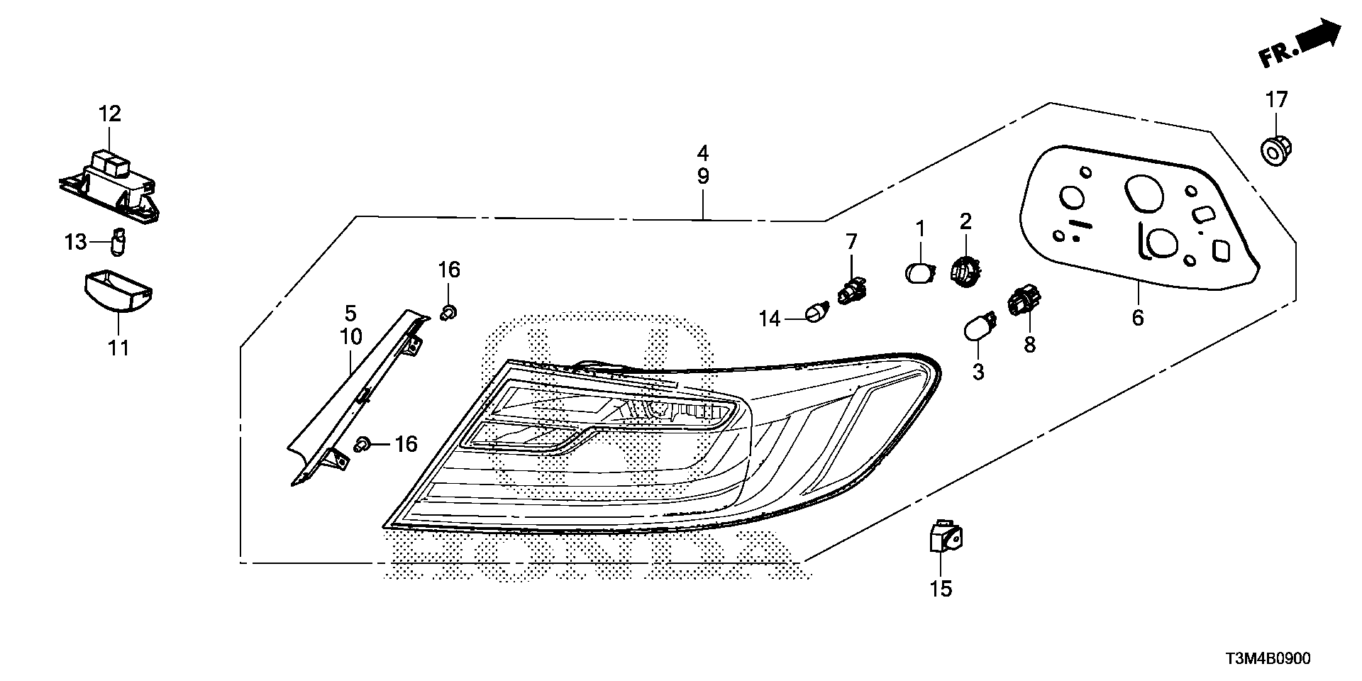 Diagram TAILLIGHT@LICENSE LIGHT for your 1994 Honda Accord   