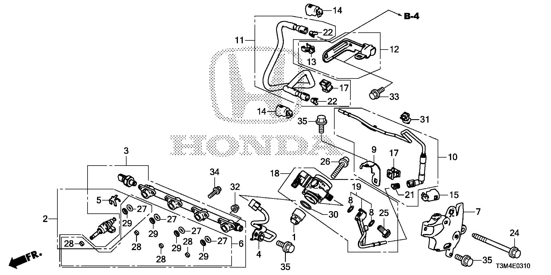 Diagram FUEL INJECTOR (L4) for your 2022 Honda Passport  TSPORT 5D 