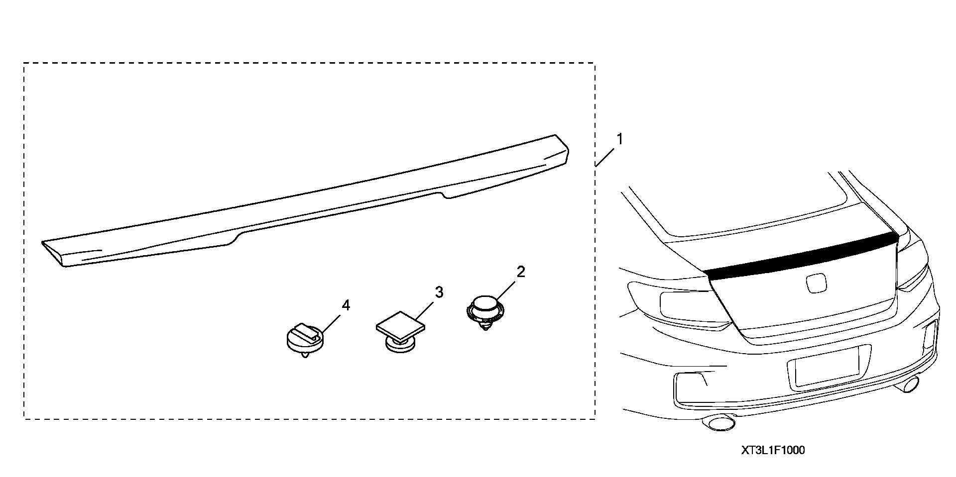 Diagram DECK LID SPOILER for your 1999 Honda Accord   