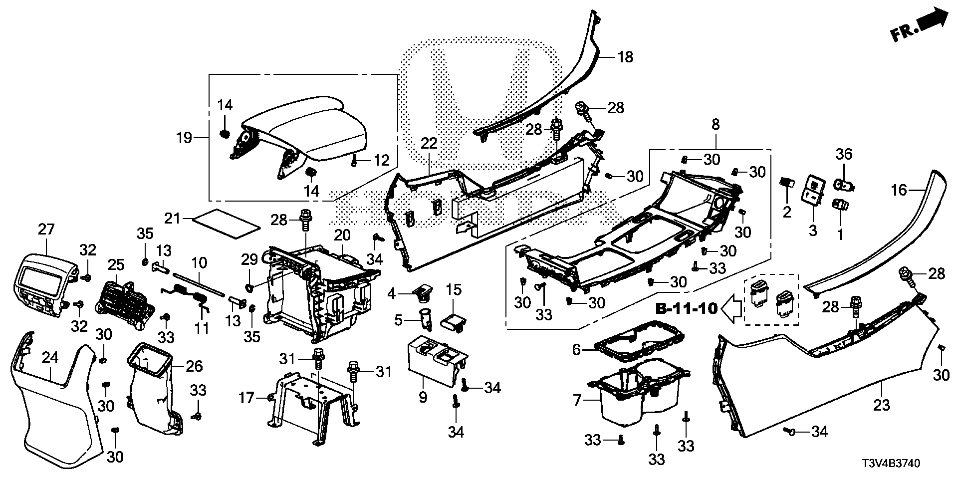 Diagram CONSOLE for your 2014 Honda Pilot   