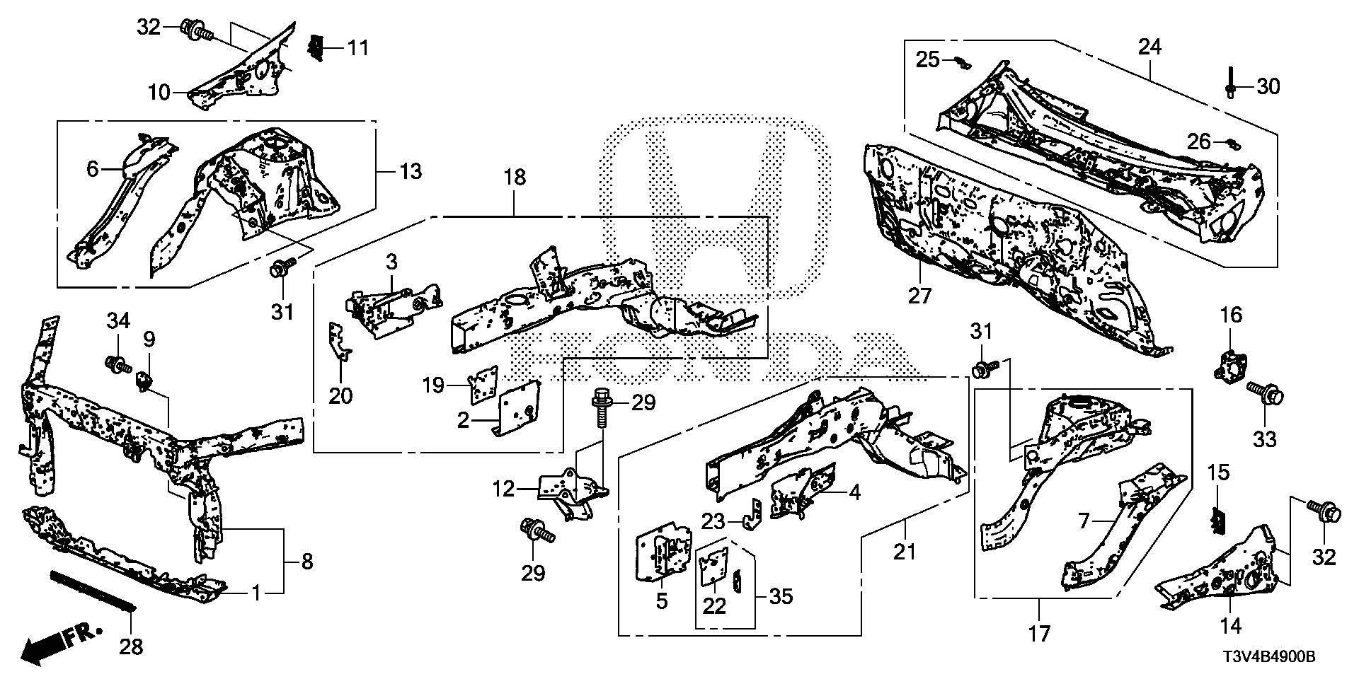 Diagram FRONT BULKHEAD@DASHBOARD for your 1982 Honda Civic   