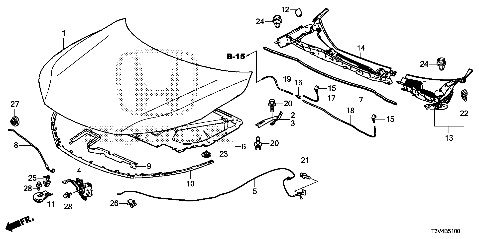 Diagram ENGINE HOOD for your 1996 Honda Accord Coupe   