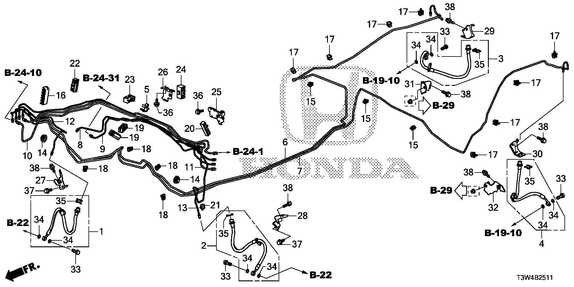 Diagram BRAKE LINES (VSA) (2) for your 1988 Honda Civic Hatchback   