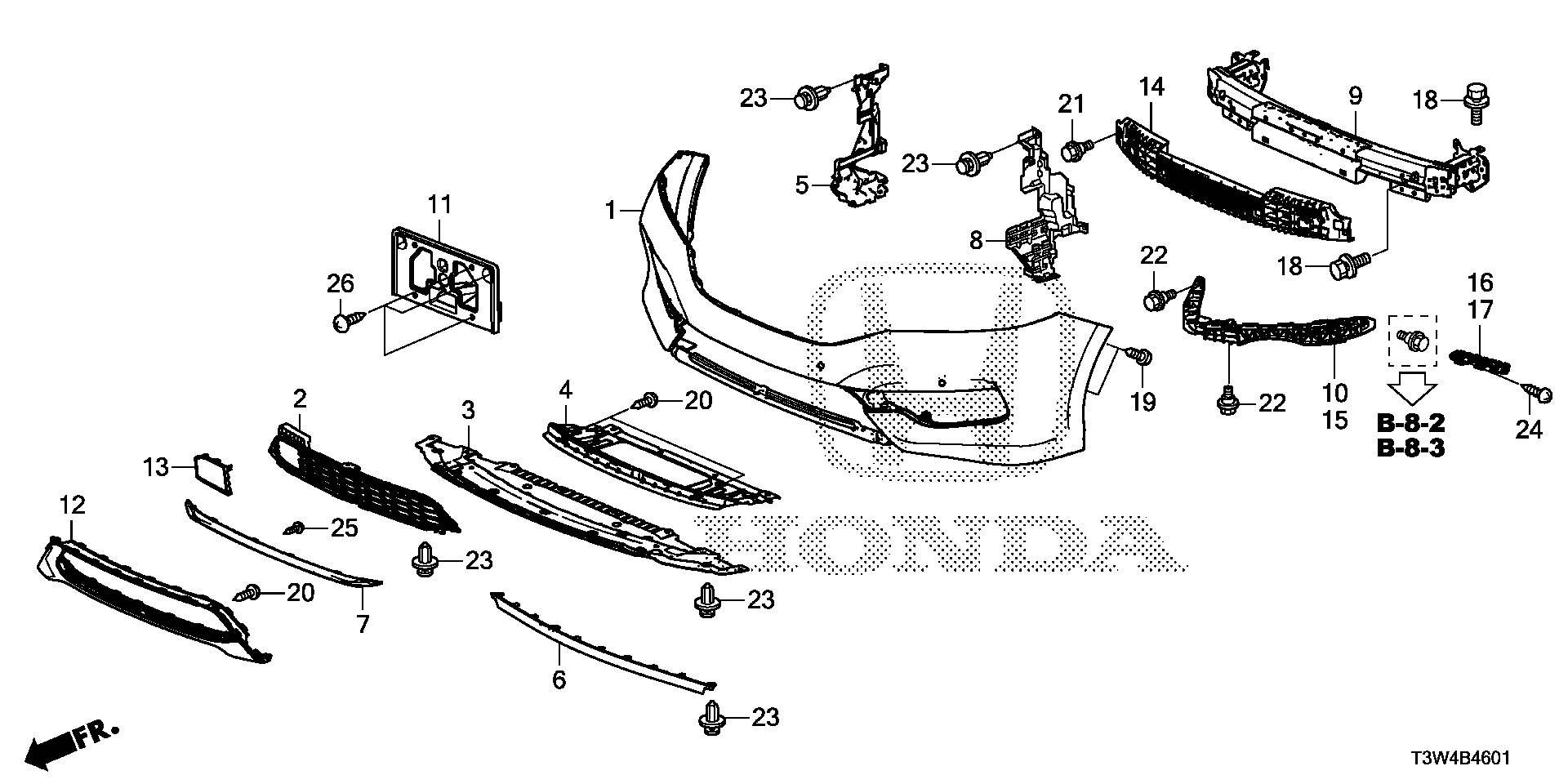 Diagram FRONT BUMPER (2) for your Honda Accord  