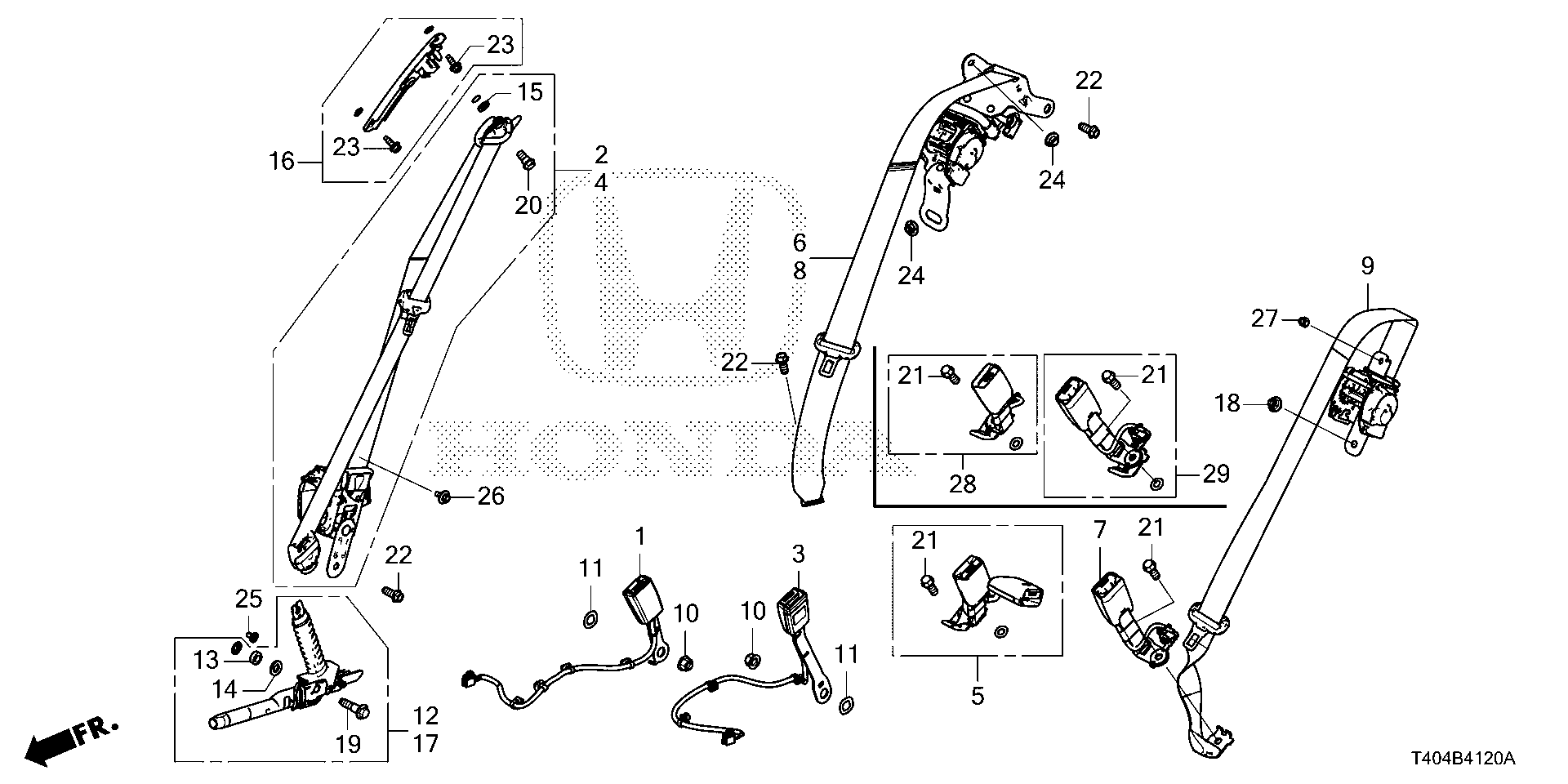 Honda Civic Outer Set, L. Fr. Seat Belt - 04818-t49-a00zb 