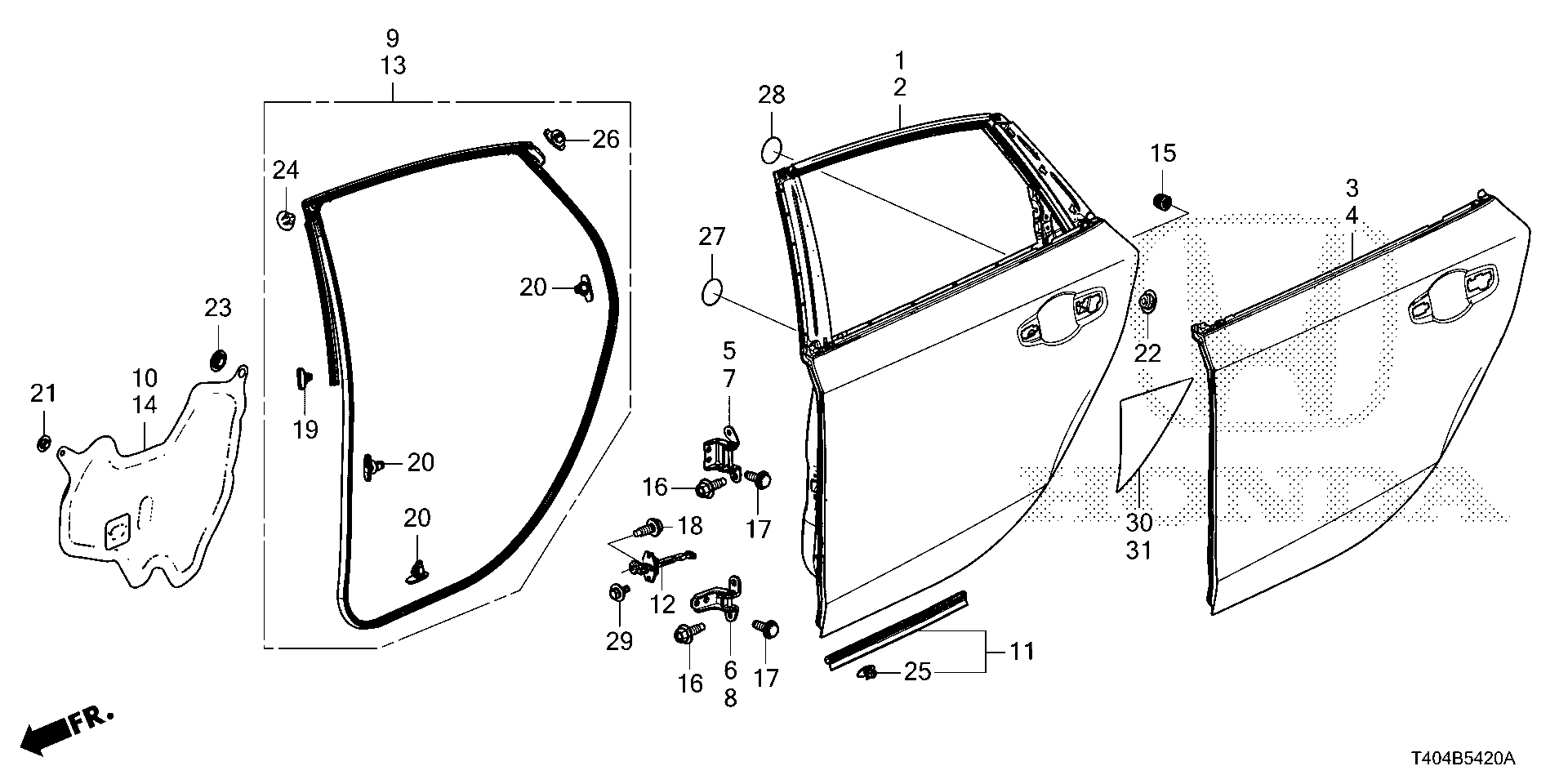 Diagram REAR DOOR PANELS for your Honda Civic  