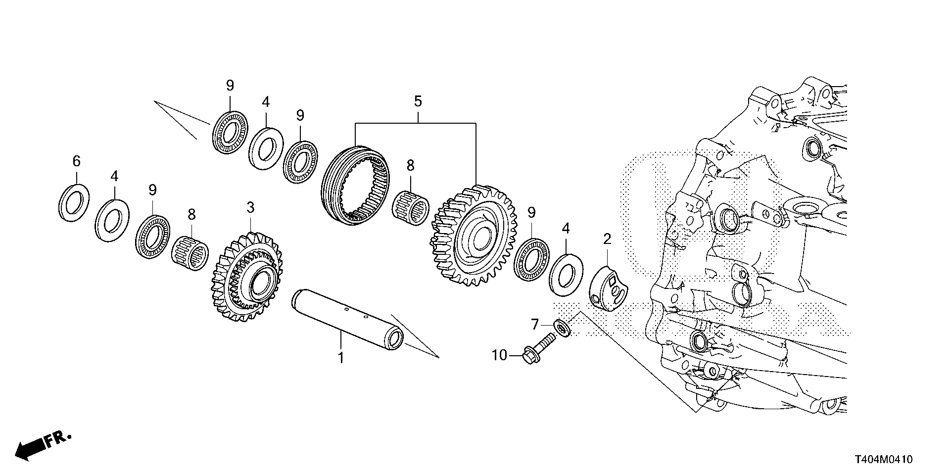 Diagram REVERSE GEAR SHAFT for your 1996 Honda Accord Coupe   