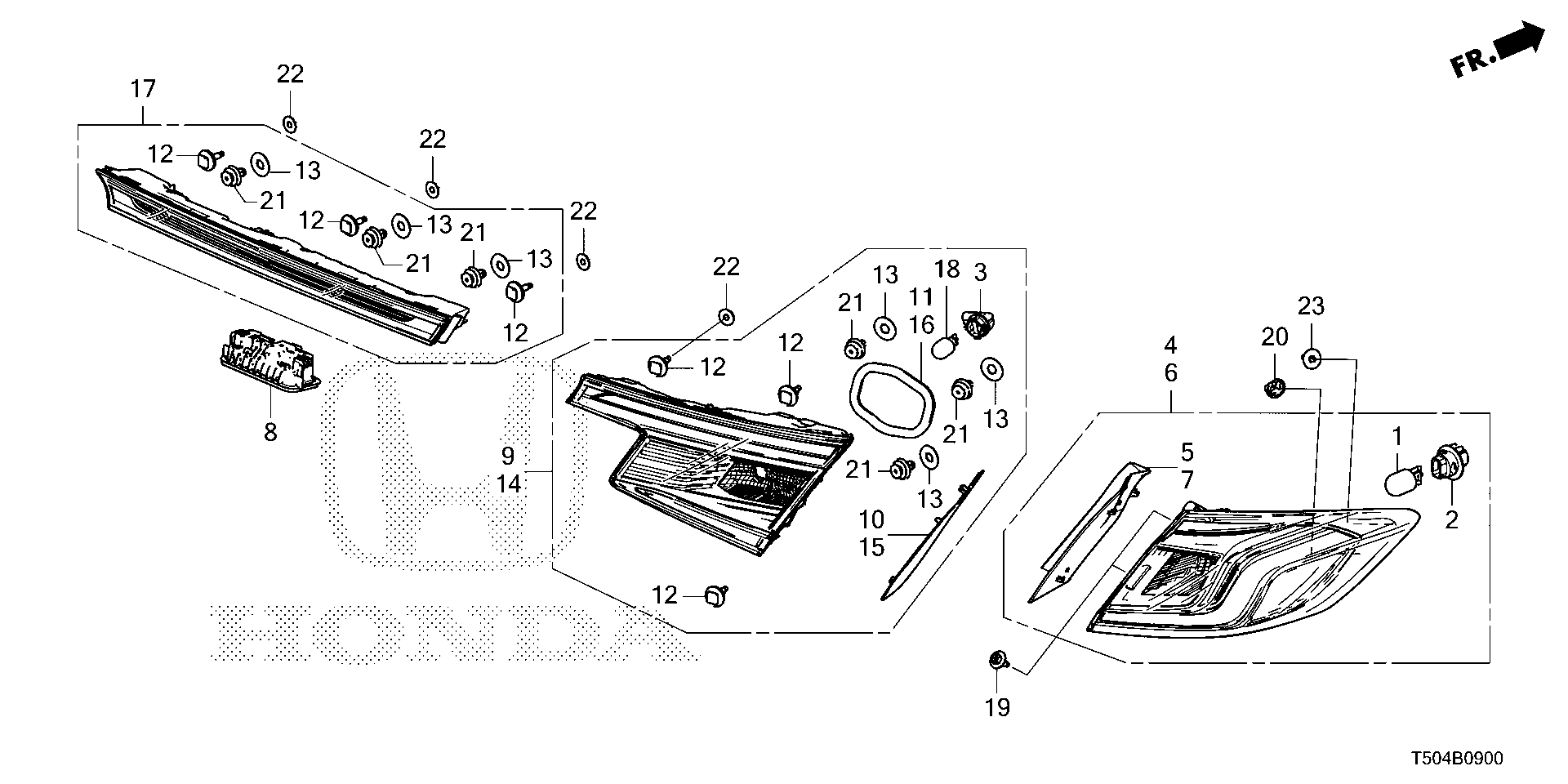 Diagram TAILLIGHT@LICENSE LIGHT for your 1996 Honda Accord   