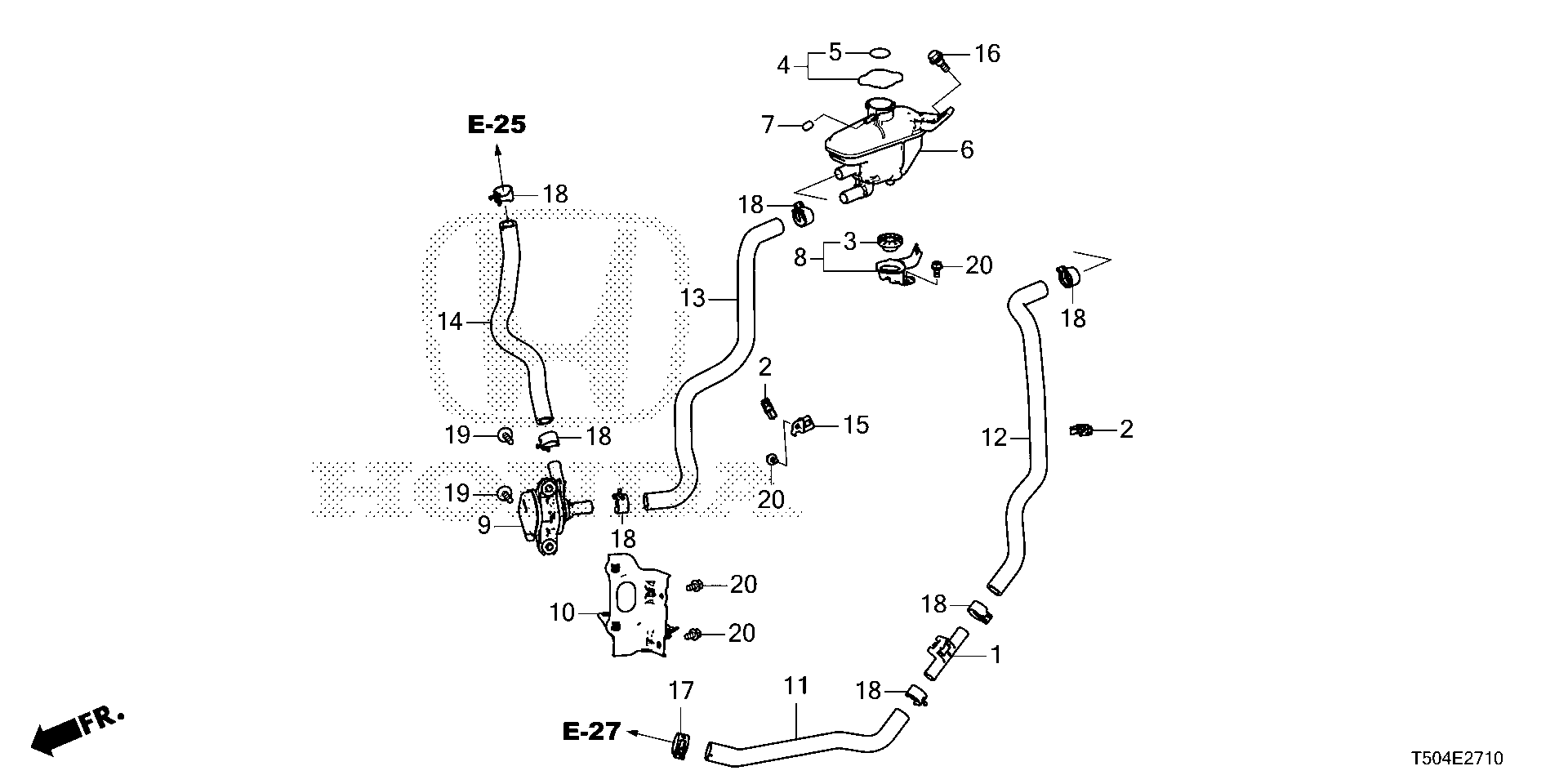 Diagram ELECTRIC WATER PUMP (PCU) for your 1990 Honda Accord Coupe 2.2L AT LX 