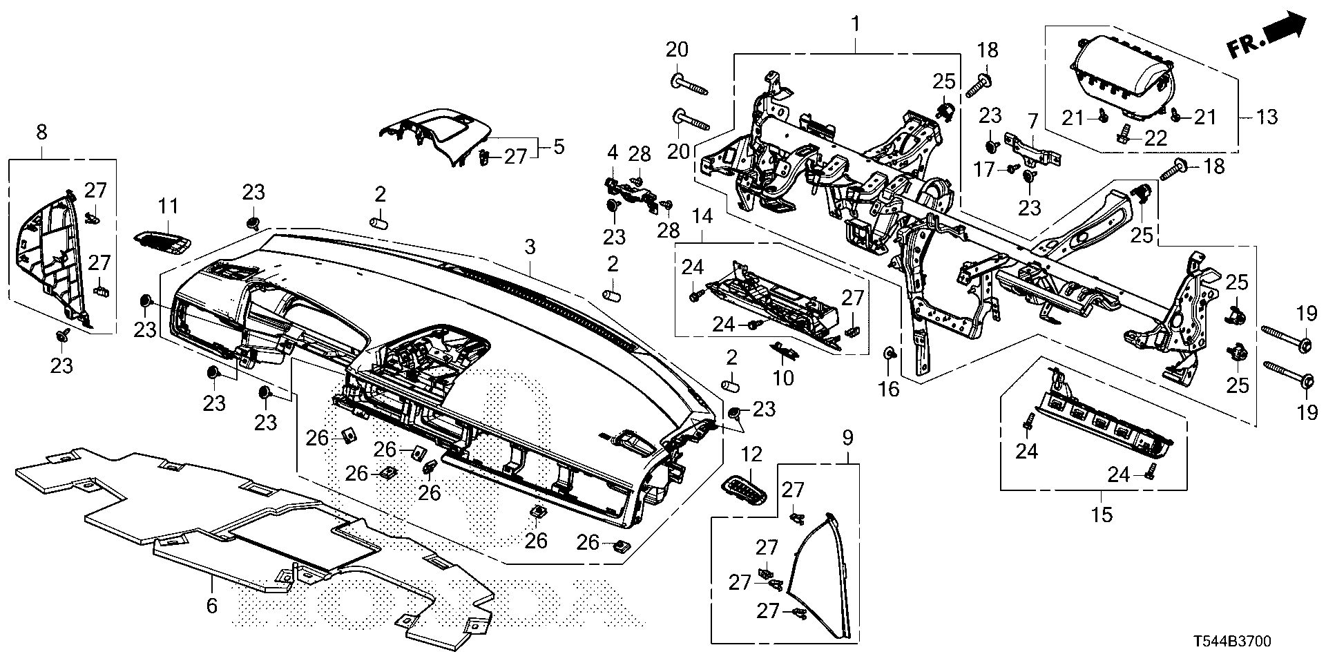 Full size assembly image of INSTRUMENT PANEL (1/1)