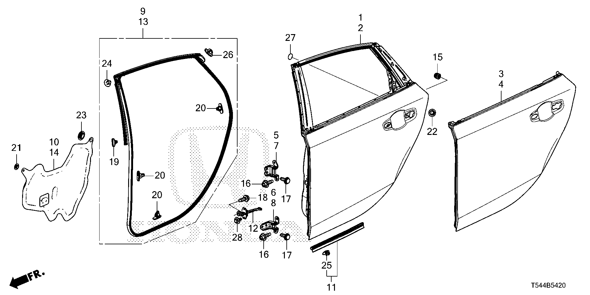 Diagram REAR DOOR PANELS for your Honda Civic  