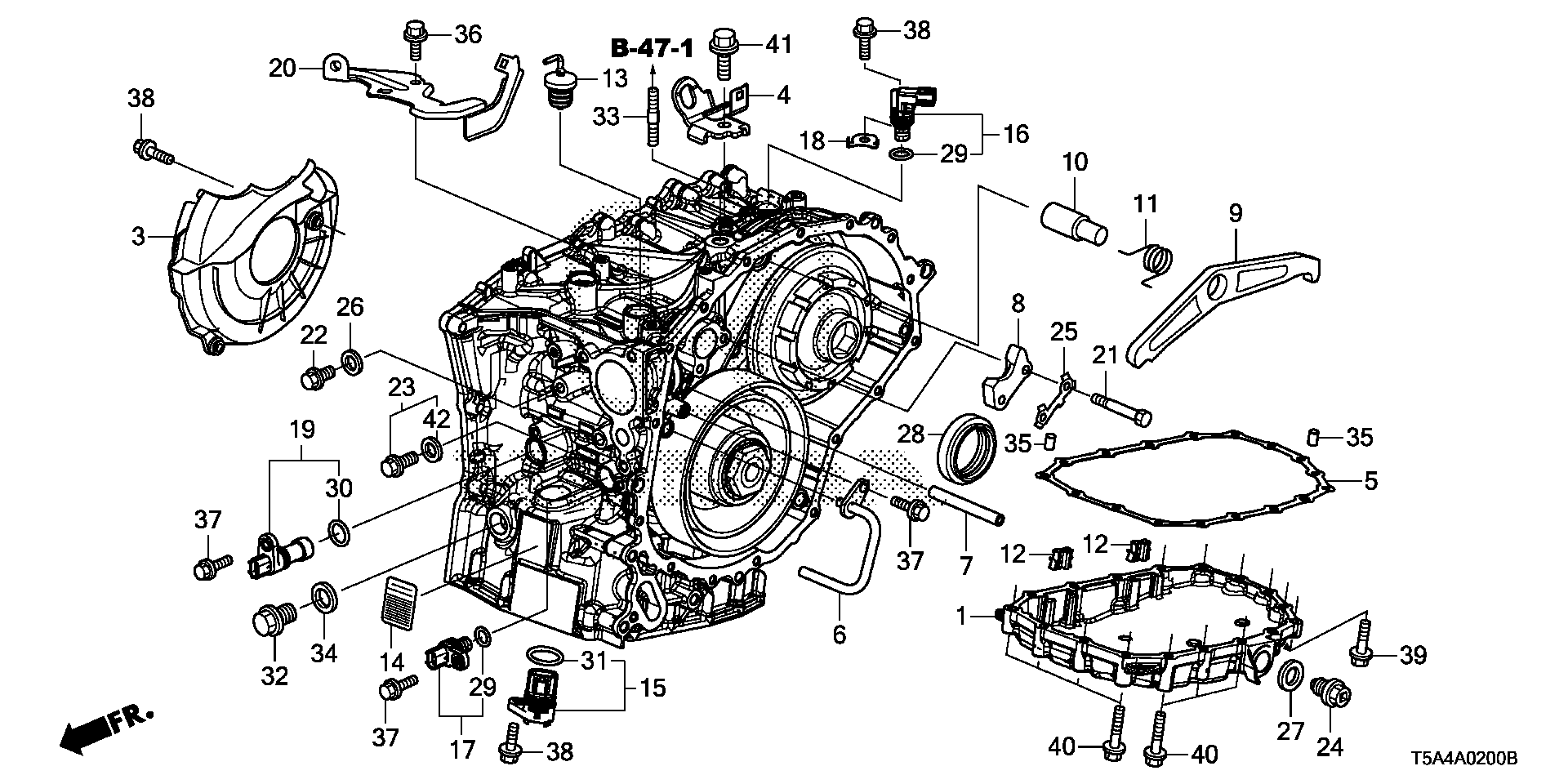 Diagram TRANSMISSION CASE COMPONENTS for your 2002 Honda Accord Coupe   