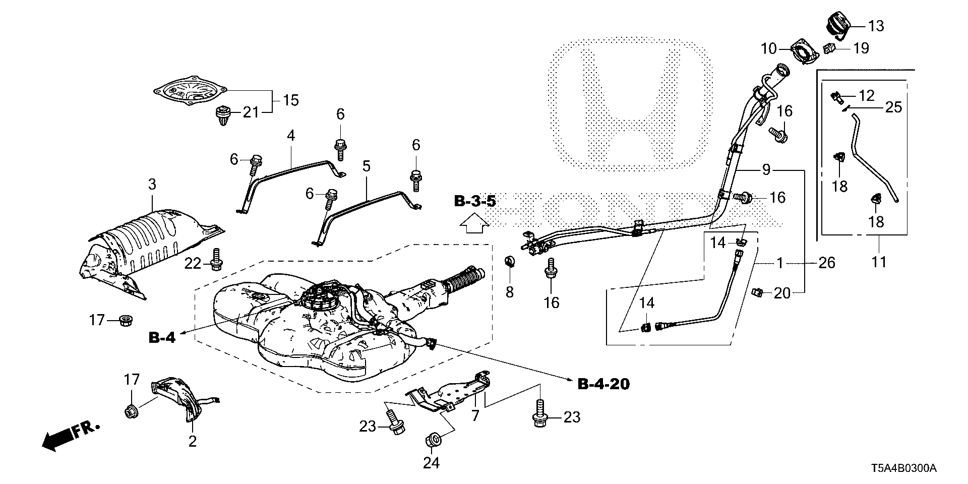 Diagram FUEL FILLER PIPE (KA/KC) for your Honda Fit  