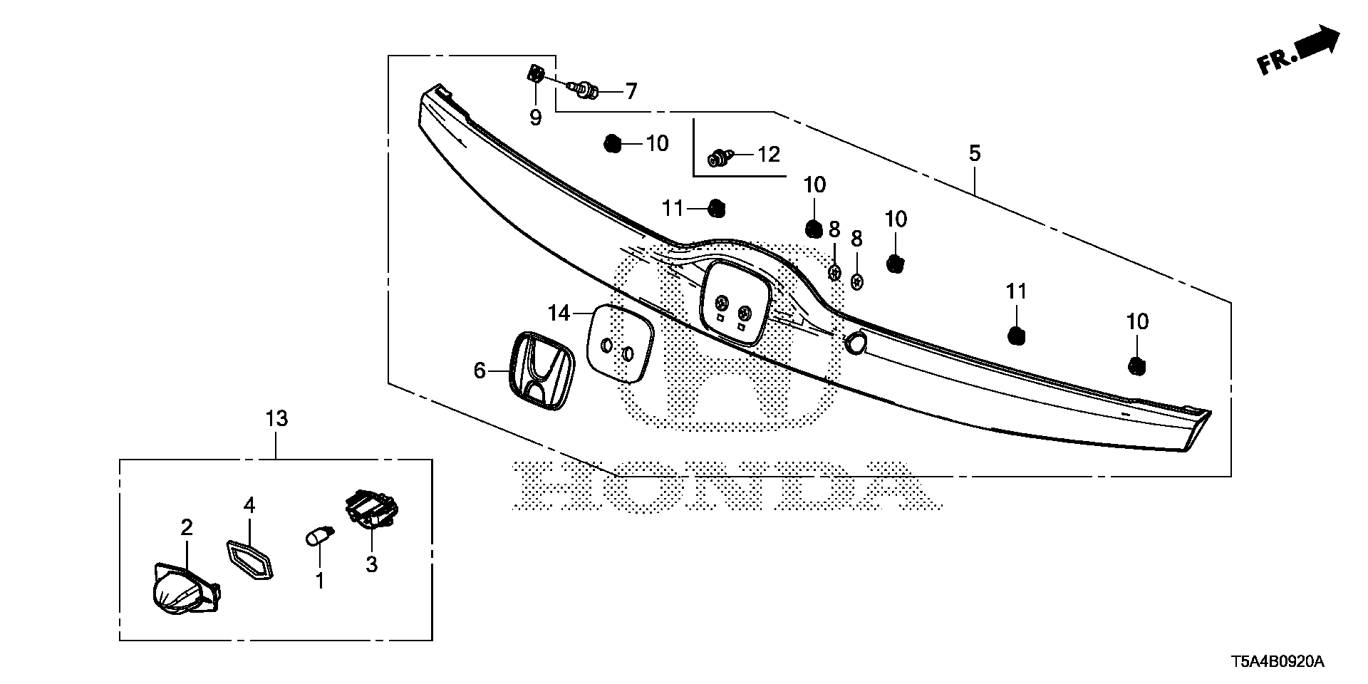 Diagram LICENSE LIGHT@LICENSE GARNISH for your 1999 Honda Accord   