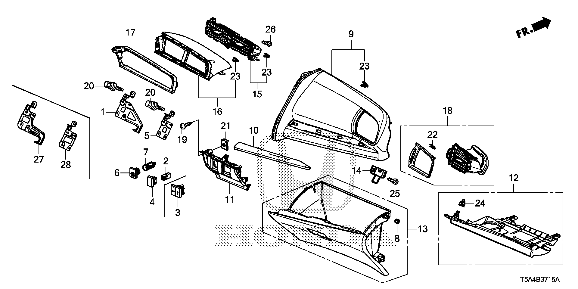 Full size assembly image of INSTRUMENT PANEL GARNISH (PASSENGER SIDE) (1/1)