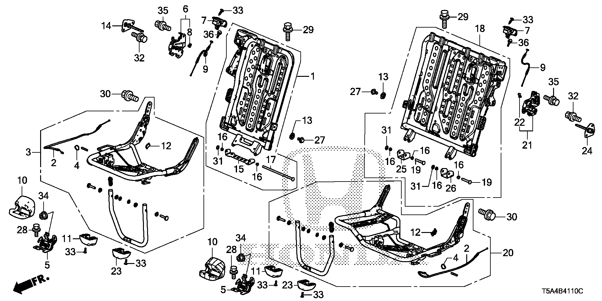 Diagram REAR SEAT COMPONENTS for your Honda Fit  