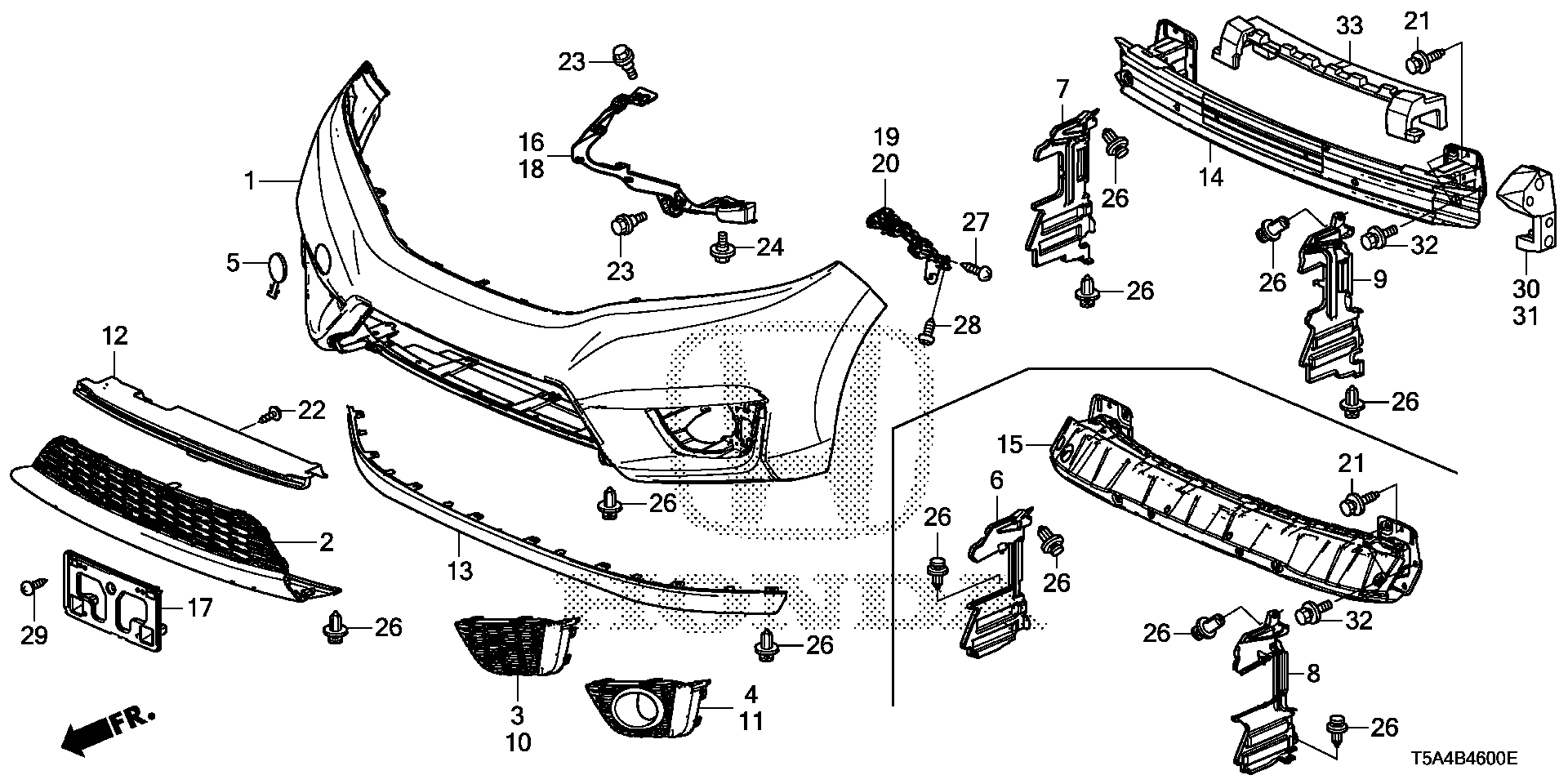 Diagram FRONT BUMPER (1) for your Honda Fit  