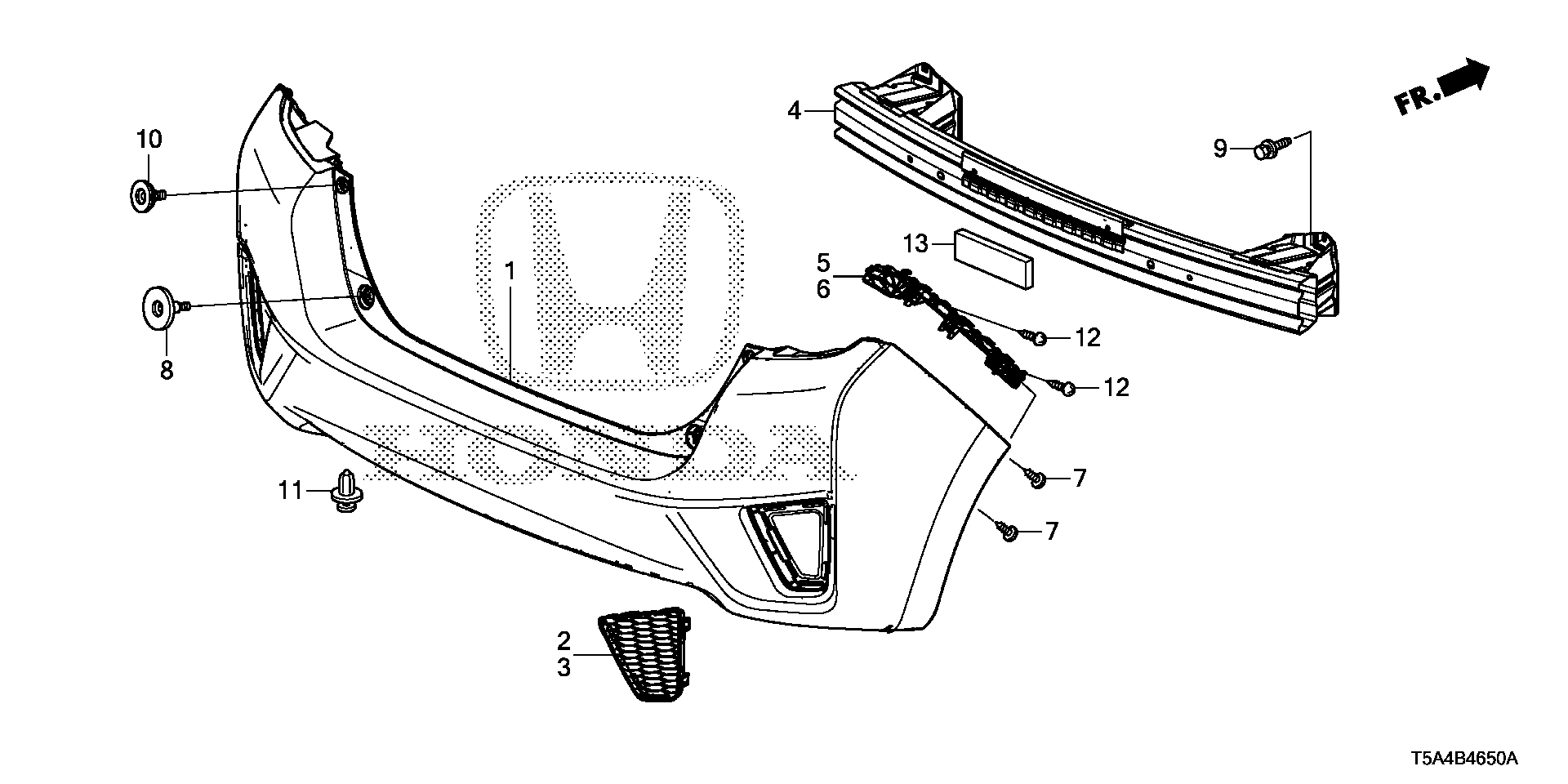 Diagram REAR BUMPER (1) for your Honda Fit  