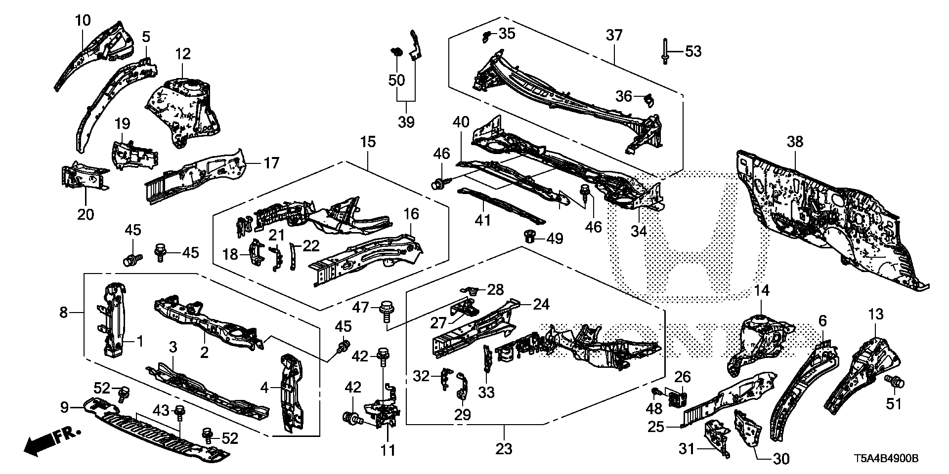 Diagram FRONT BULKHEAD@DASHBOARD for your 2016 Honda Fit   