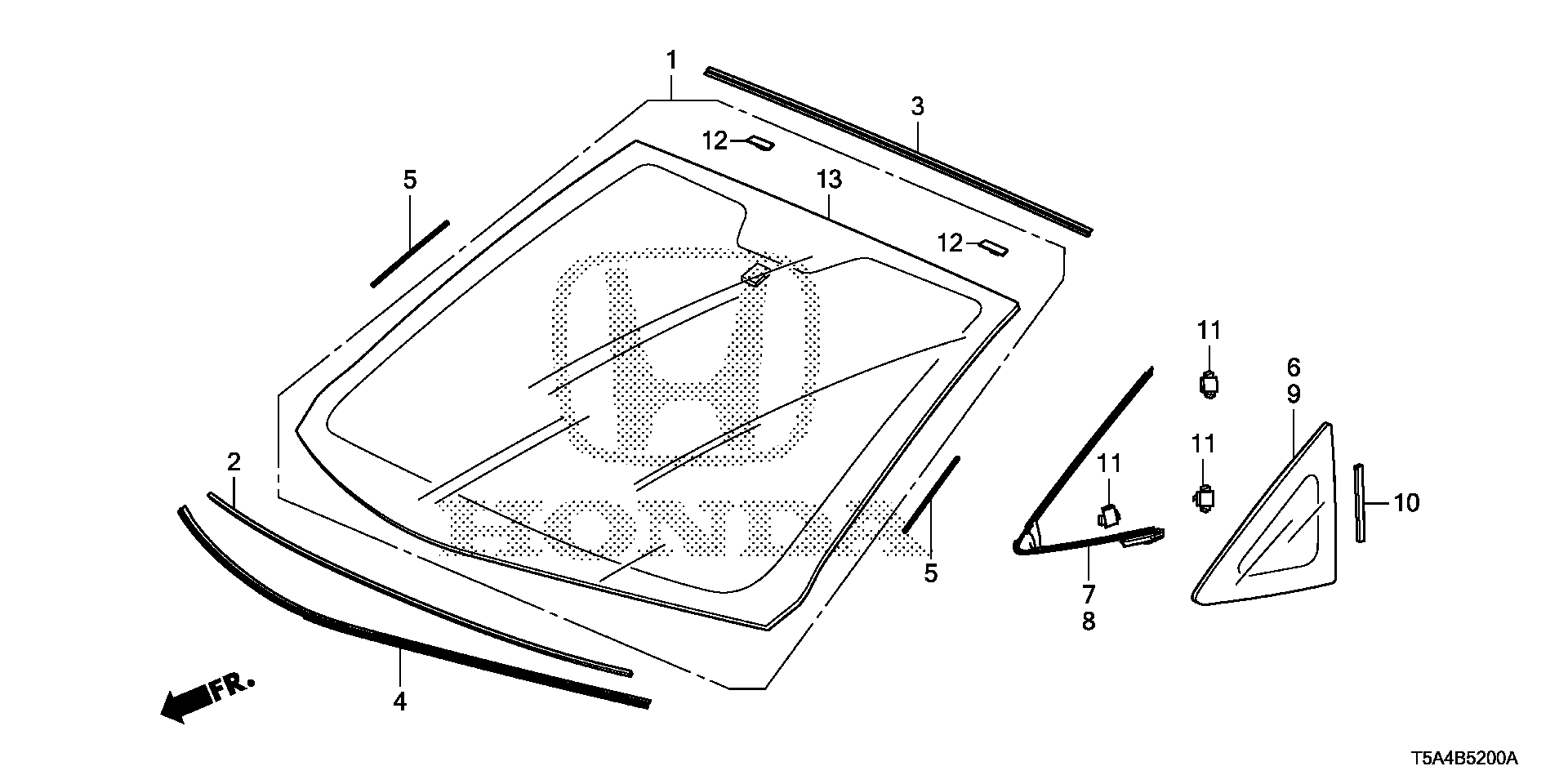 Diagram FRONT WINDSHIELD for your Honda Fit  