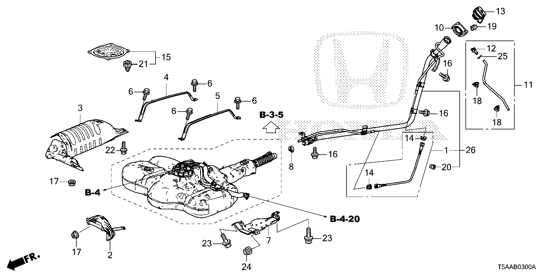 Diagram FUEL FILLER PIPE (KA/KC) for your Honda Fit  