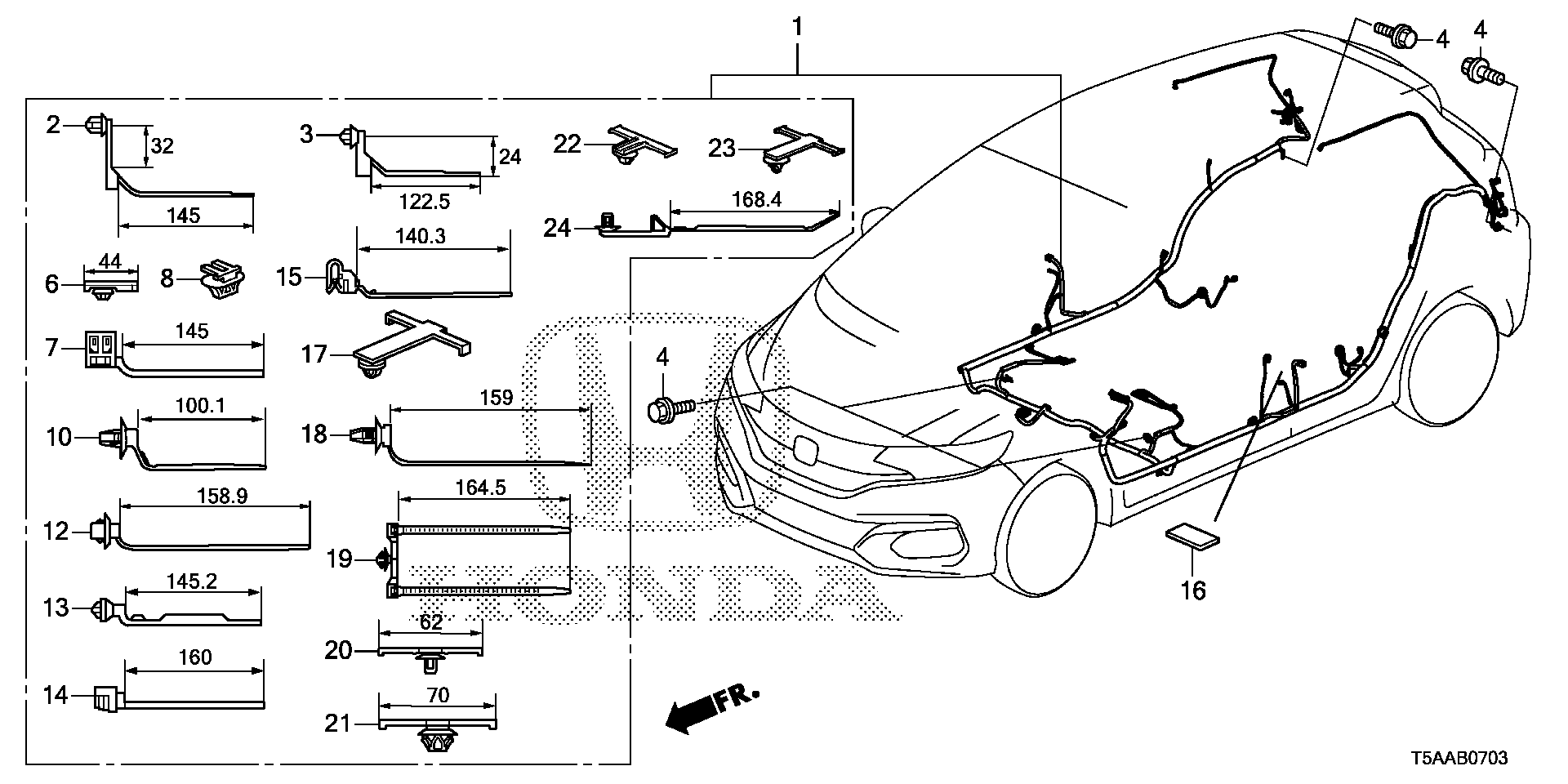 Honda Fit Wire harness, floor. Electrical - 32107-T5R-A80 | Honda Parts ...