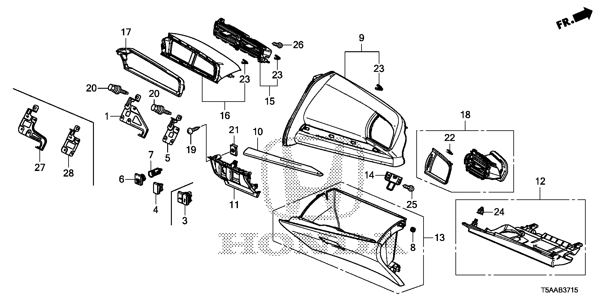 Full size assembly image of INSTRUMENT PANEL GARNISH (PASSENGER SIDE) (1/1)