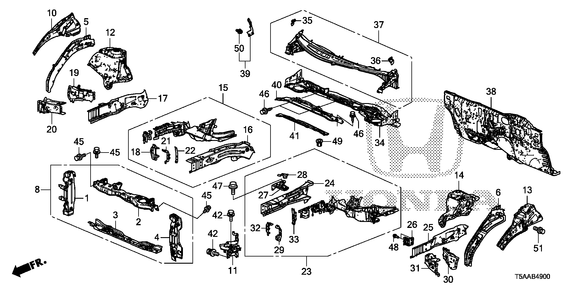 Diagram FRONT BULKHEAD@DASHBOARD for your 2019 Honda Fit   