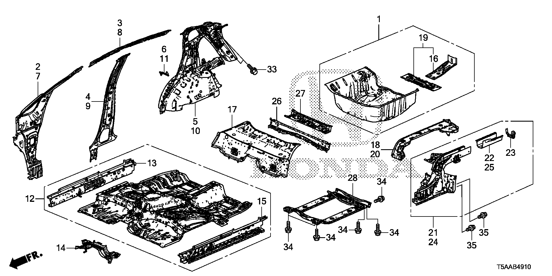 Diagram FLOOR@INNER PANEL for your 2011 Honda Fit   