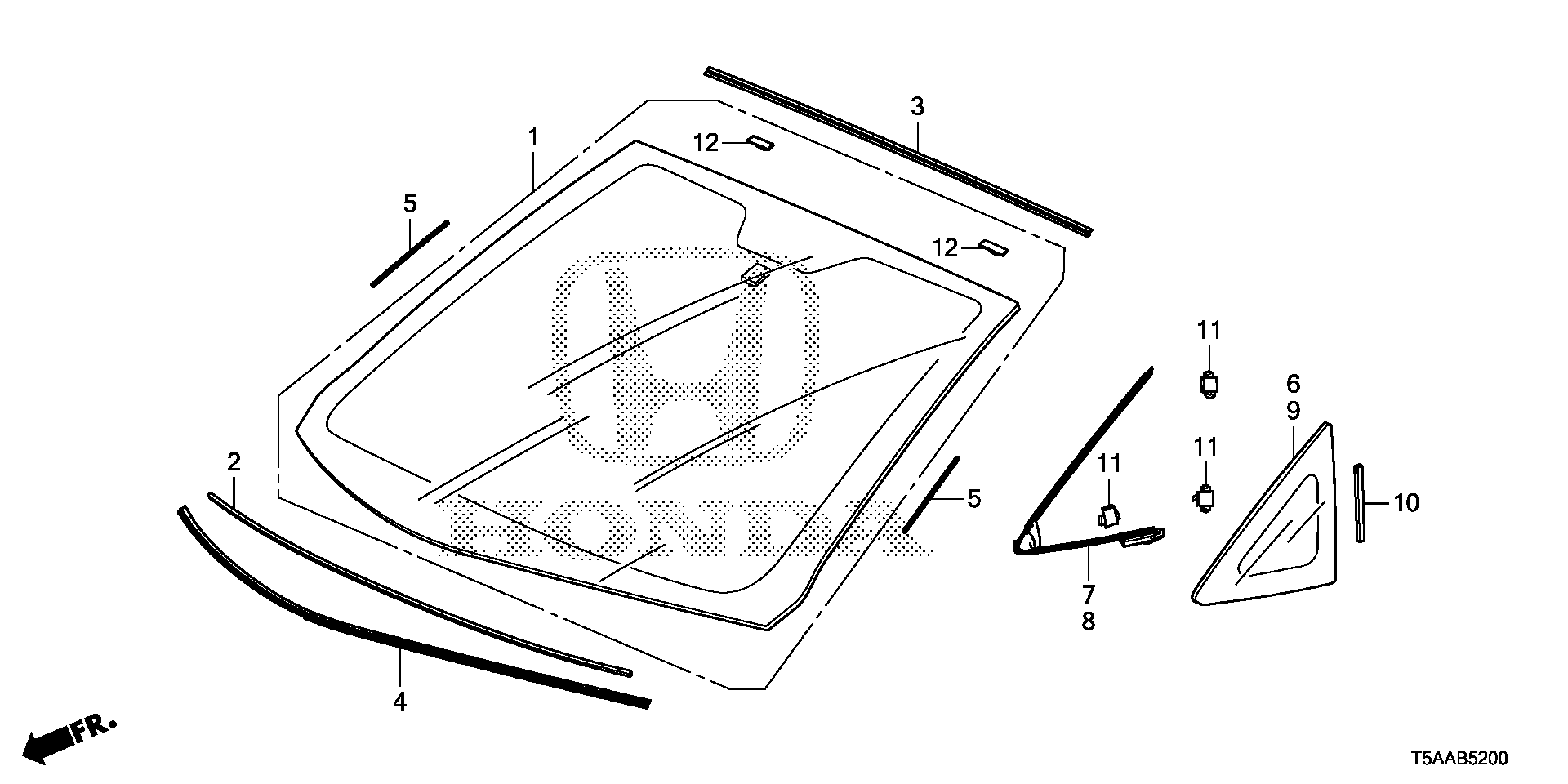 Diagram FRONT WINDSHIELD for your Honda Fit  