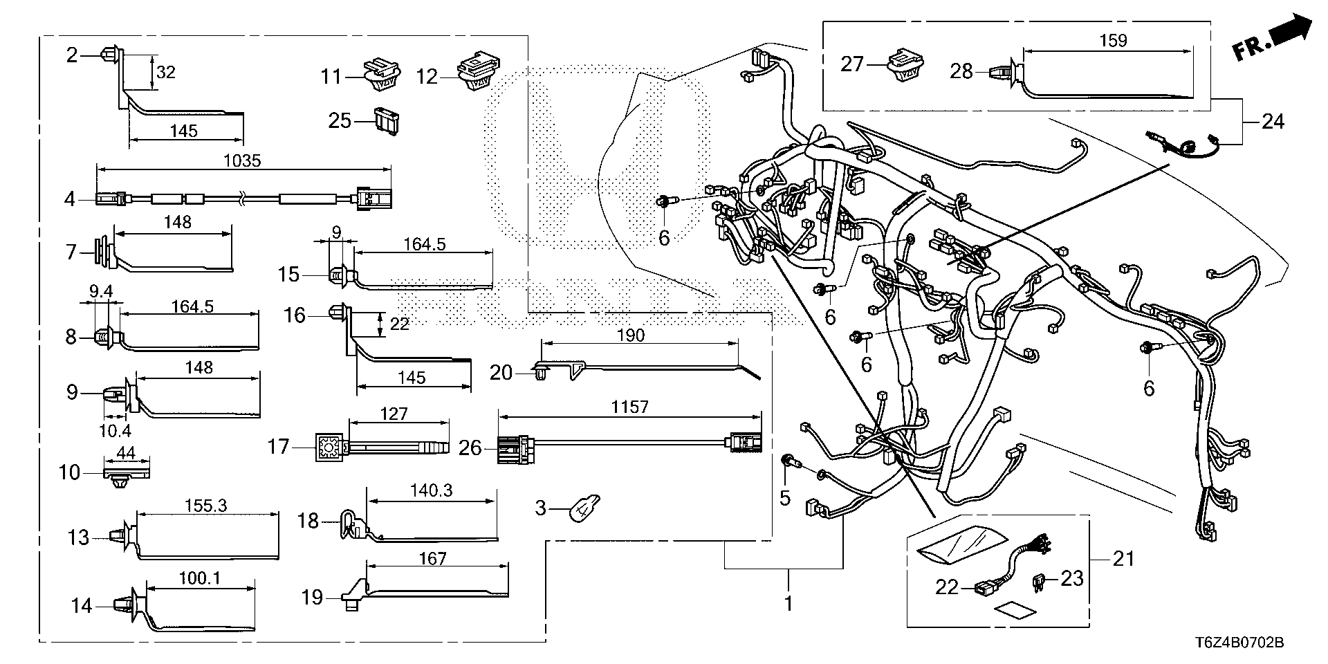 Diagram WIRE HARNESS (3) for your 1986 Honda Civic Hatchback   