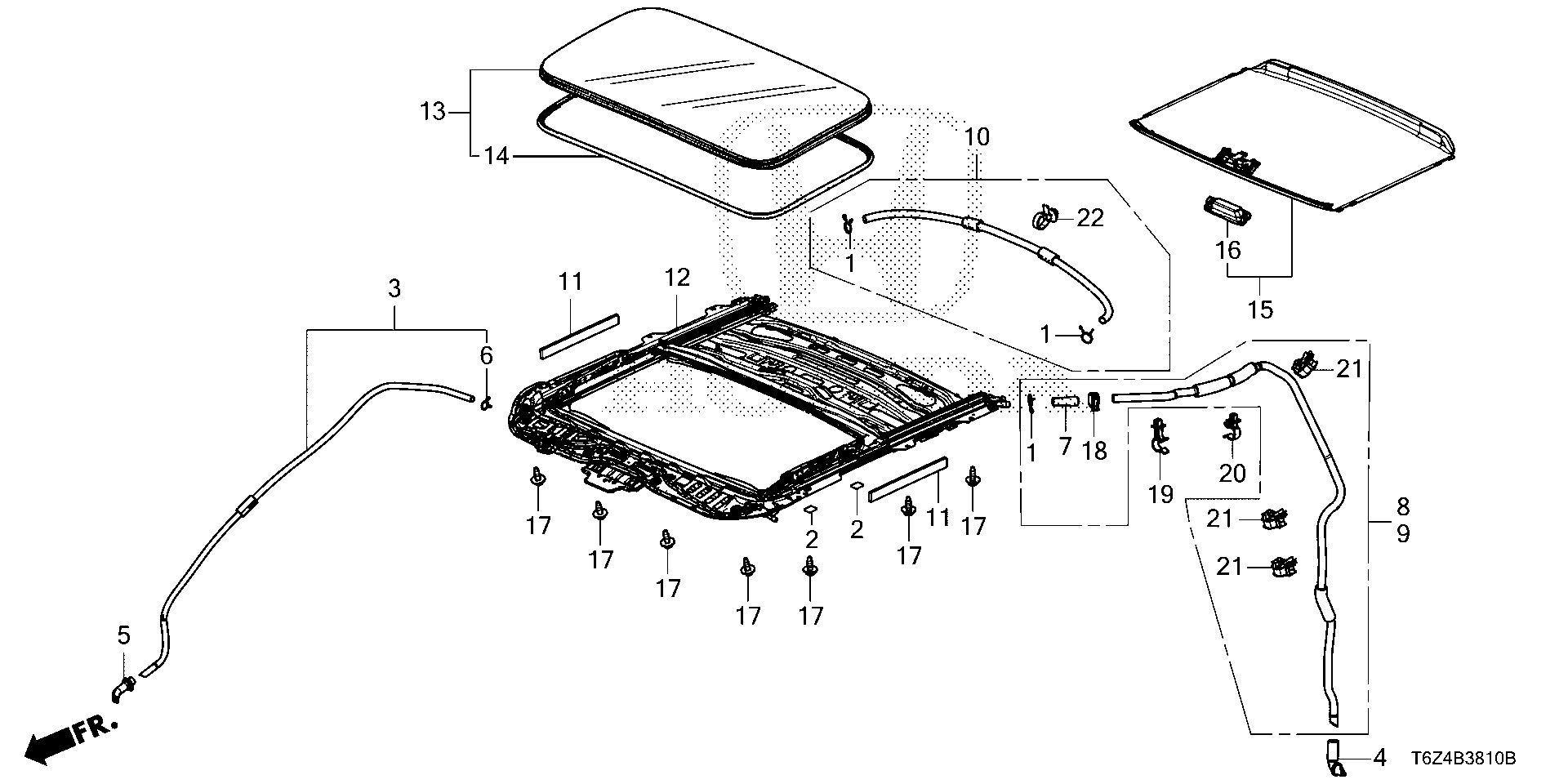 Diagram SLIDING ROOF for your 2016 Honda Pilot  EX SENSING 