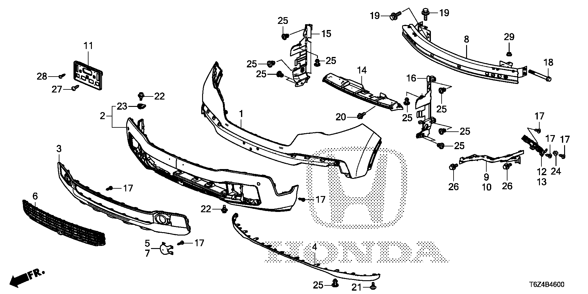 Diagram FRONT BUMPER (-'20) for your 1977 Honda Civic Hatchback   