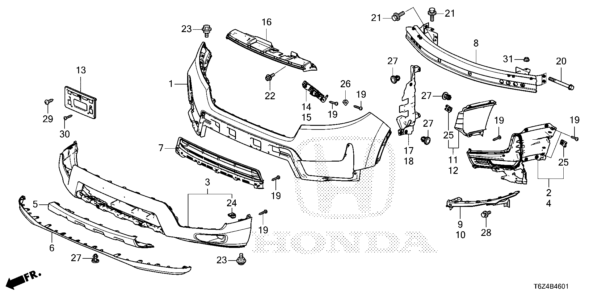 Diagram FRONT BUMPER ('21-) for your 1999 Honda Civic Hatchback   