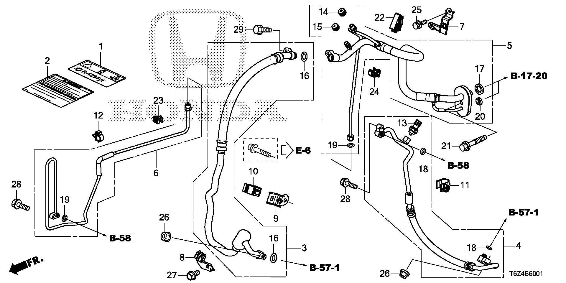 Diagram AIR CONDITIONER (HOSES/PIPES) ('20-) for your 1991 Honda Accord   