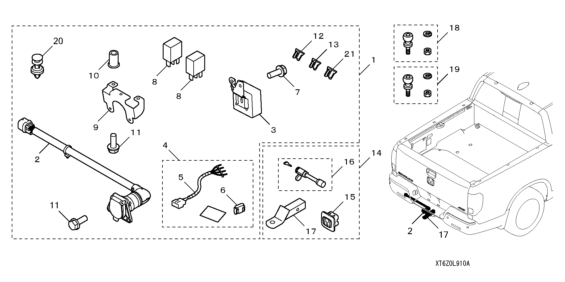 Diagram TRAILER HITCH for your Honda