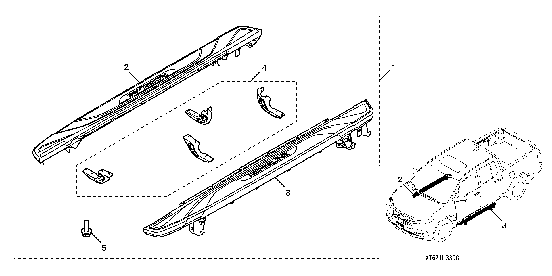 Diagram RUNNING BOARD (BLACK) (2) for your Honda Ridgeline  