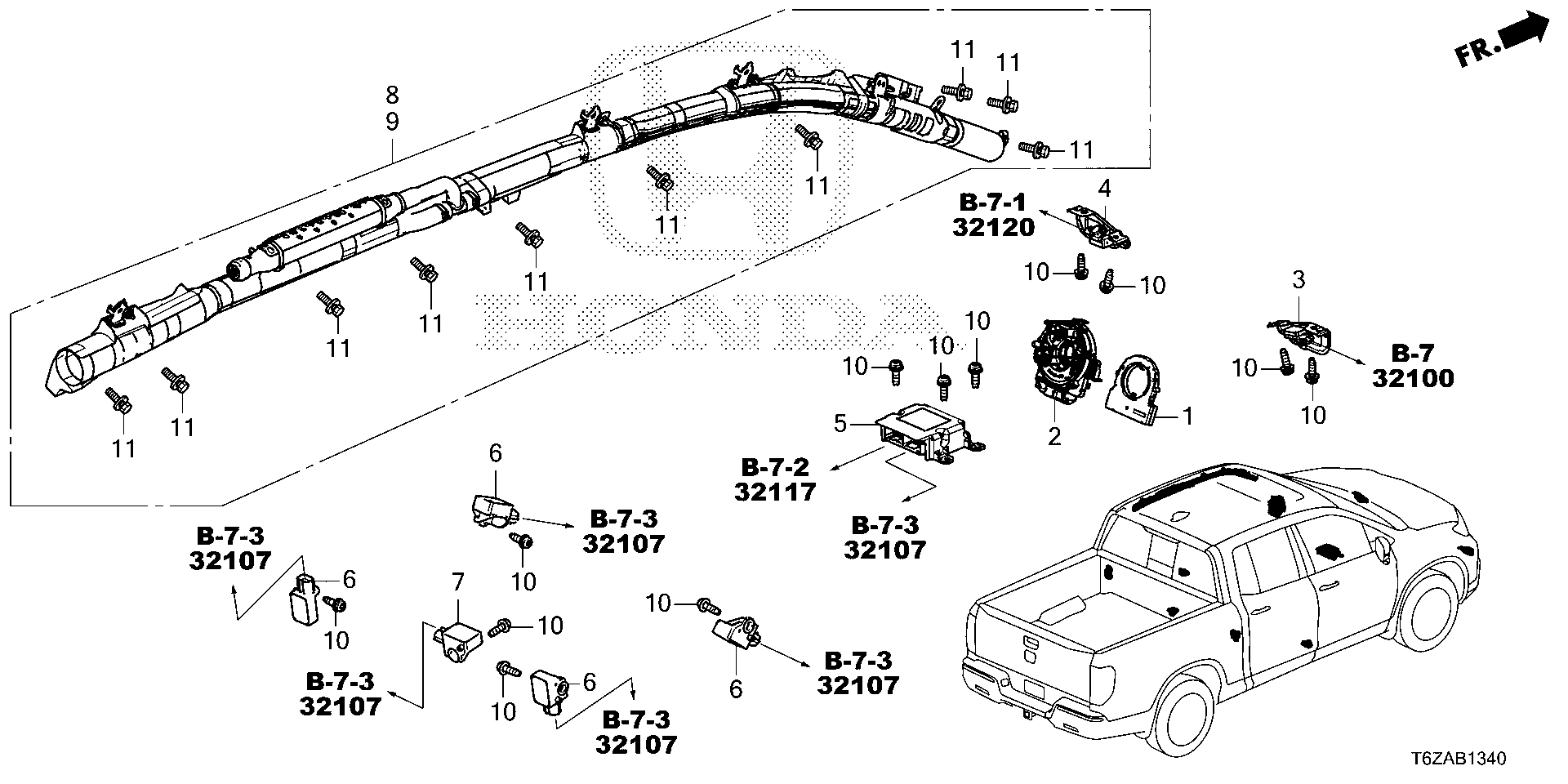 Diagram SRS UNIT for your Honda Ridgeline  